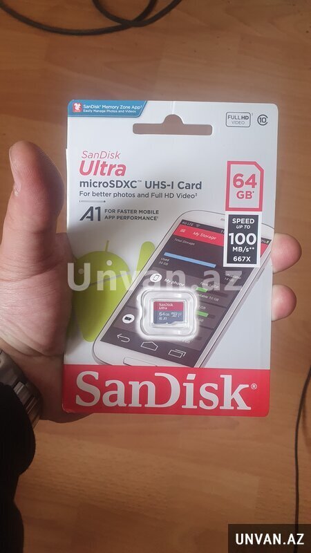 Yaddaş kartı 64 gb Sandisk a1 Klass10 microsdxc