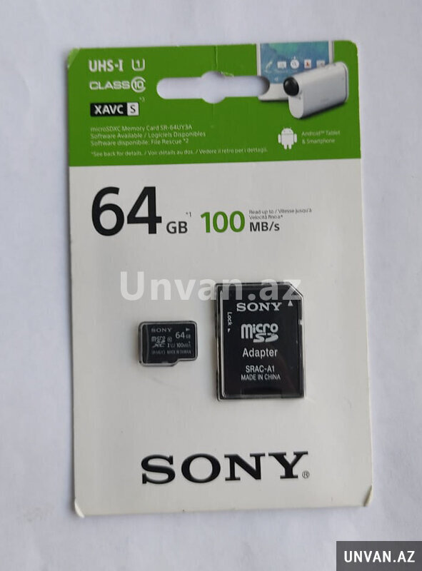 Mikrosd Kart Sony 64gb Klass10 Suret 100 mb/san