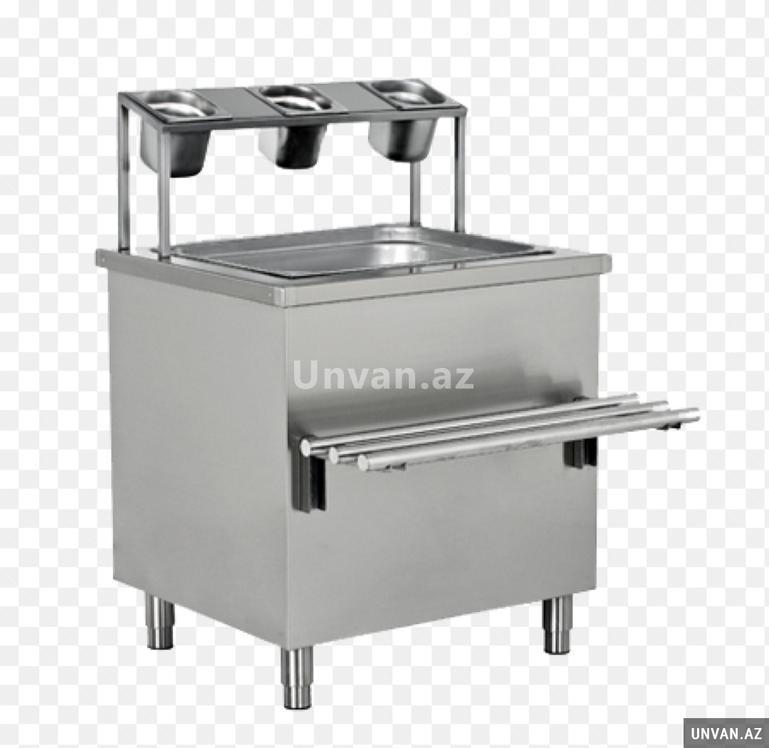 Food display Unit and Unit for Cutlery. Food service line. Corner service