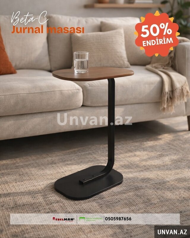 Beta-C şəkilli jurnal masası yarı qiymətə Beta-C şəkilli jurnal masası yarı qiymətə