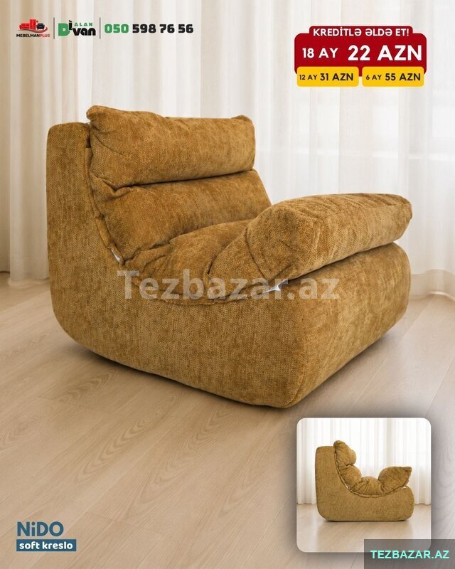 Yumşaq təkli kreslo Nido Kreditlə Yumşaq təkli kreslo Nido Kreditlə