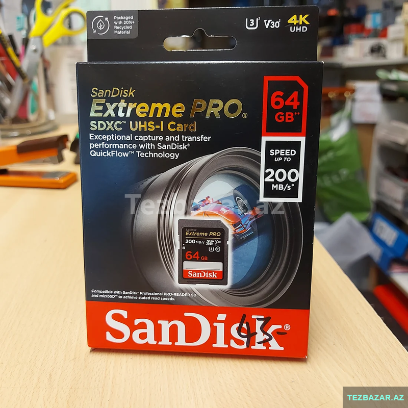 Yaddaş kartı Sandisk Extreme Pro 64gb 200mb/s Yaddaş kartı Sandisk Extreme Pro 64gb 200mb/s