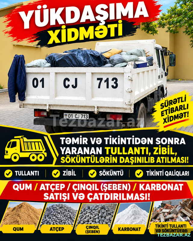 Tullantı, Zibil və Söküntü Daşıyan Maşın | Bakı Tullantı, Zibil və Söküntü Daşıyan Maşın | Bakı