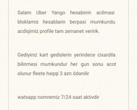 Uber Yango hesabinin acilmasi