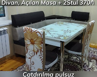 Divan+Açılan Masa + 2 Stul