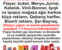 Flayer buklet çap və qapılara yayım xidməti