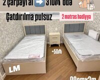 Çarpayi 2 eded + Matraslar hediyye