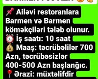 Barmen tələb olunur