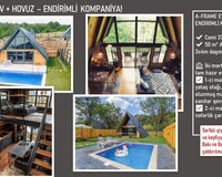 50 m² A-frame ev + 3x4m daşınan hovuz