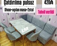 Mətbəx üçün Divan+masa+2stul