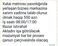Xadime teleb olunur