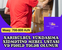 Yükdaşıma xidmətinə Mebel ustası və fəhlə olunur