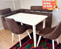 Mətbəx masa-oturacaq divan dəsti Kreditlə