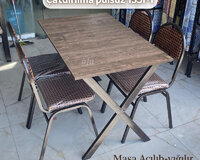 Açılıb-bağlanan masa + oturacaqları