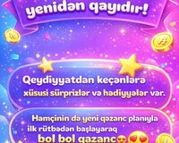 Bu tam fərqli bir yoldur.Qazanmaq istəyirsənsə yaz mənə
