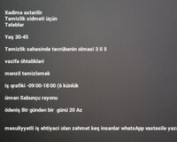 Ev Təmizlik üçün xanimlar tələb olunur