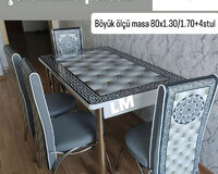 Mətbəx masa ( üstü şüşə) + 4 stull dəst