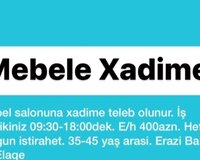 Mebel salonuna xadimə tələb olunur