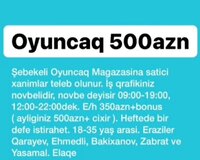 Oyuncaq mağazasına satici xanımlar tələb olunur