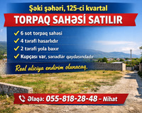 Şəki şəhəri 6 sot , Şəkidə