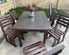 Qoz agacindan cox az islenmiw stol stul