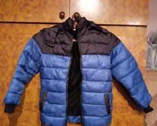 Uşaq üçün qışlıq papaqlı qaloşka/kurtka - Rəng: mavi və tün