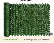 Yaşıl süni yarpaqlı dekor panellər