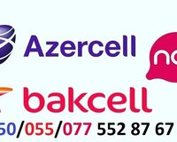 Qoşa nömrə Azercell Bakcell Nar (050) /(055)/ (077) 552-87