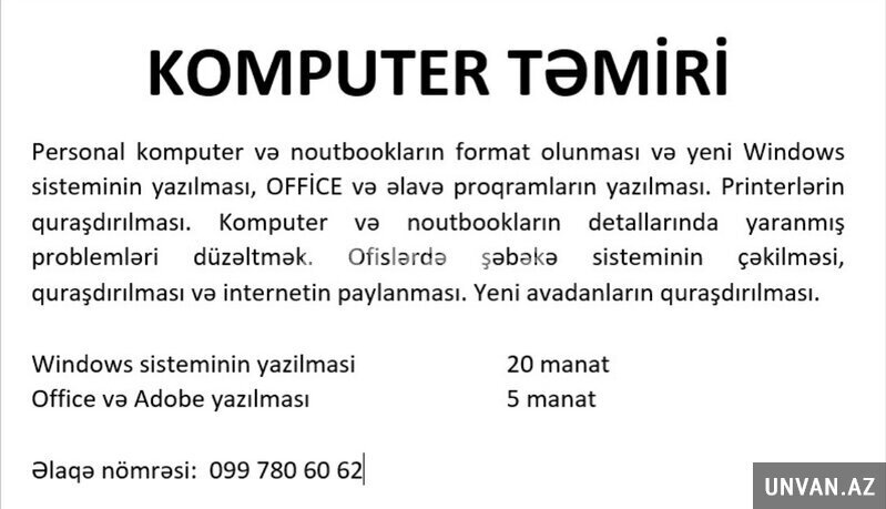 Komputer təmiri Komputer təmiri