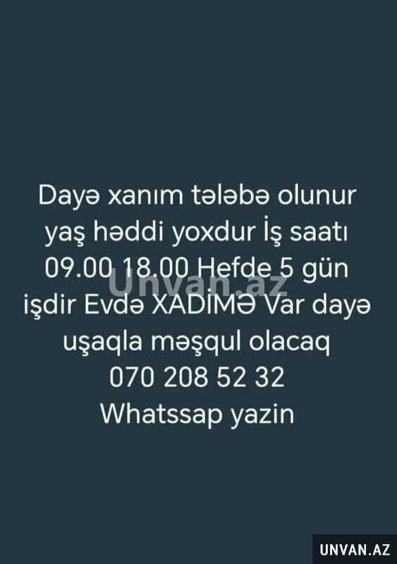 Dayə xanım tələbə olunur Dayə xanım tələbə olunur