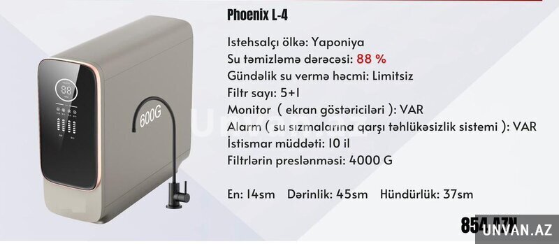 mətbəx su filtri- Phoenix L-4 mətbəx su filtri- Phoenix L-4