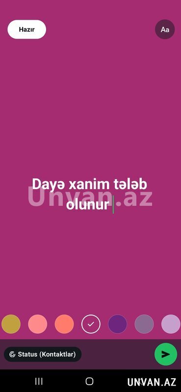 Baxici xanım tələb olunur Baxici xanım tələb olunur