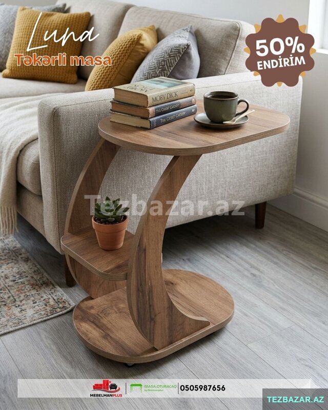 Luna Təkərli jurnal masası | Endirimlə Luna Təkərli jurnal masası | Endirimlə