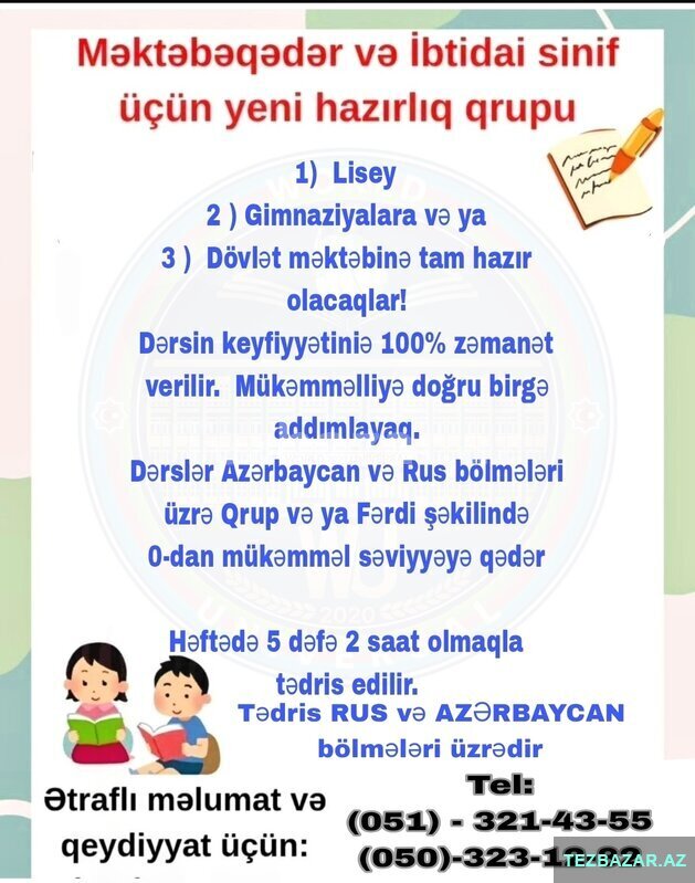 Məktəbəqədər və İbtidai sinif hazırlığı Rus və Azərbaycan bö Məktəbəqədər və İbtidai sinif hazırlığı Rus və Azərbaycan bö