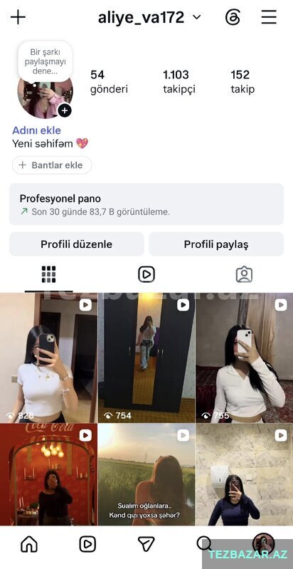 Instagram səhifəsi Instagram səhifəsi