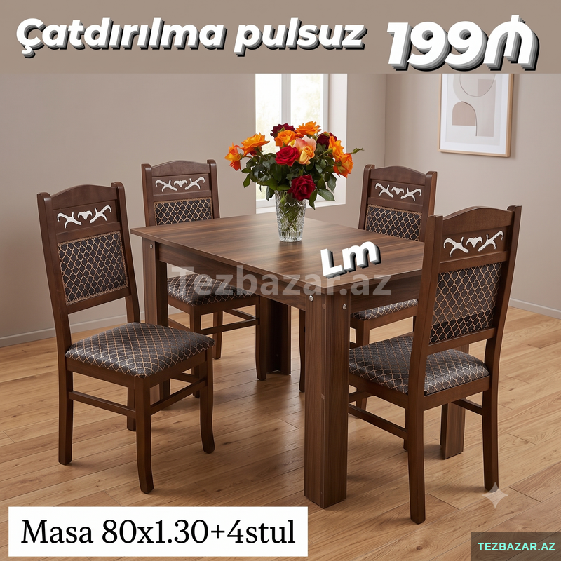 Masa + 4 stul dəsti Masa + 4 stul dəsti