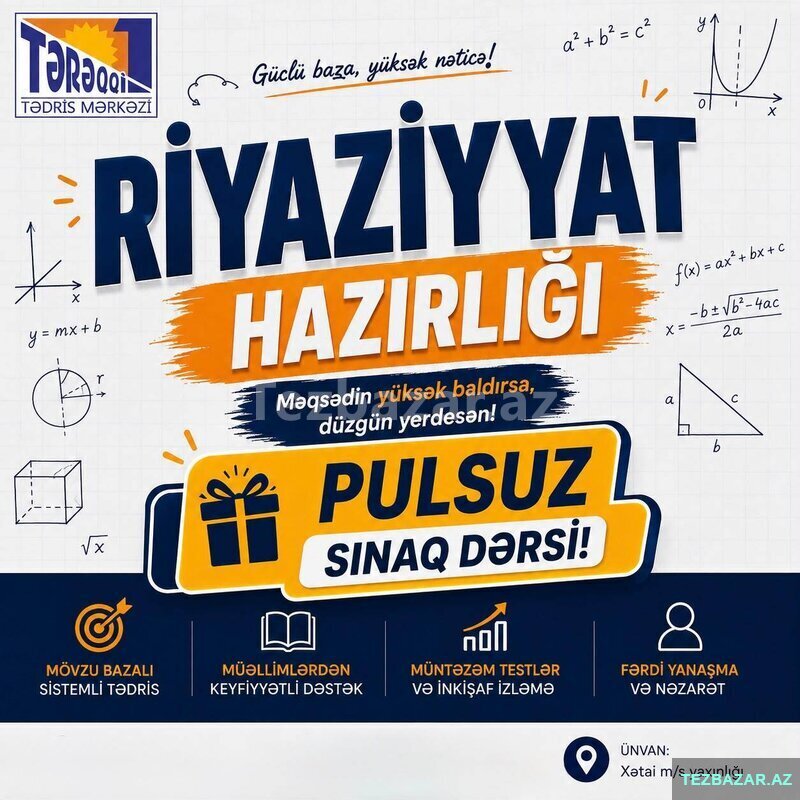Xətai metrosu yaxınlığında Riyaziyyat hazırlığı Xətai metrosu yaxınlığında Riyaziyyat hazırlığı