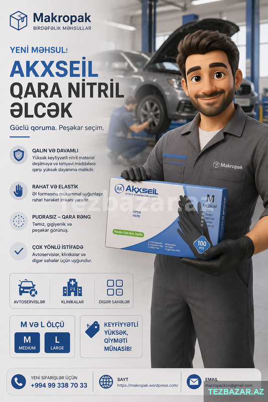Qara nitril əlcəklər Qara nitril əlcəklər