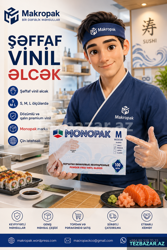 Şəffaf vinil əlcək Şəffaf vinil əlcək