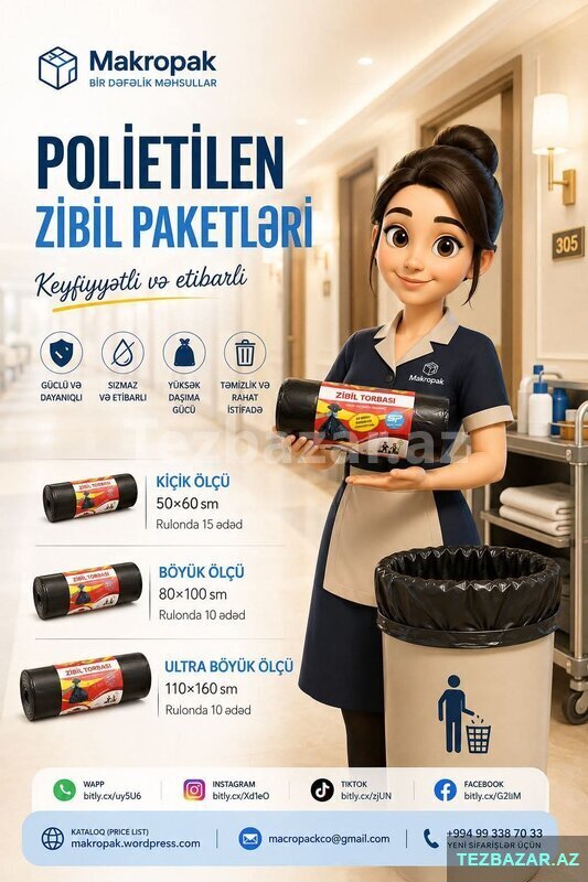 Polietilen zibil paketləri Polietilen zibil paketləri