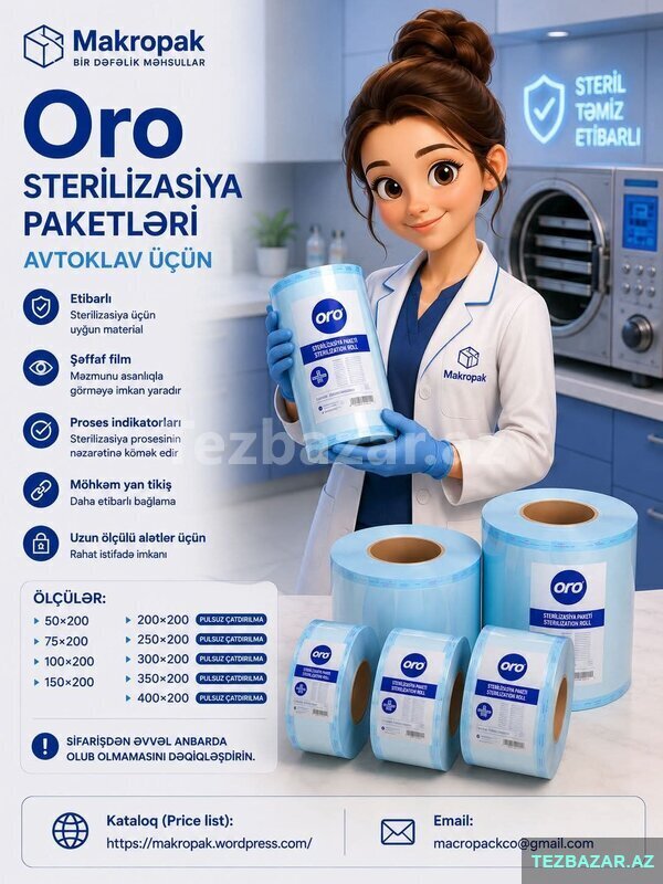 Sterilizasiya paketləri (avtoklav üçün) Sterilizasiya paketləri (avtoklav üçün)