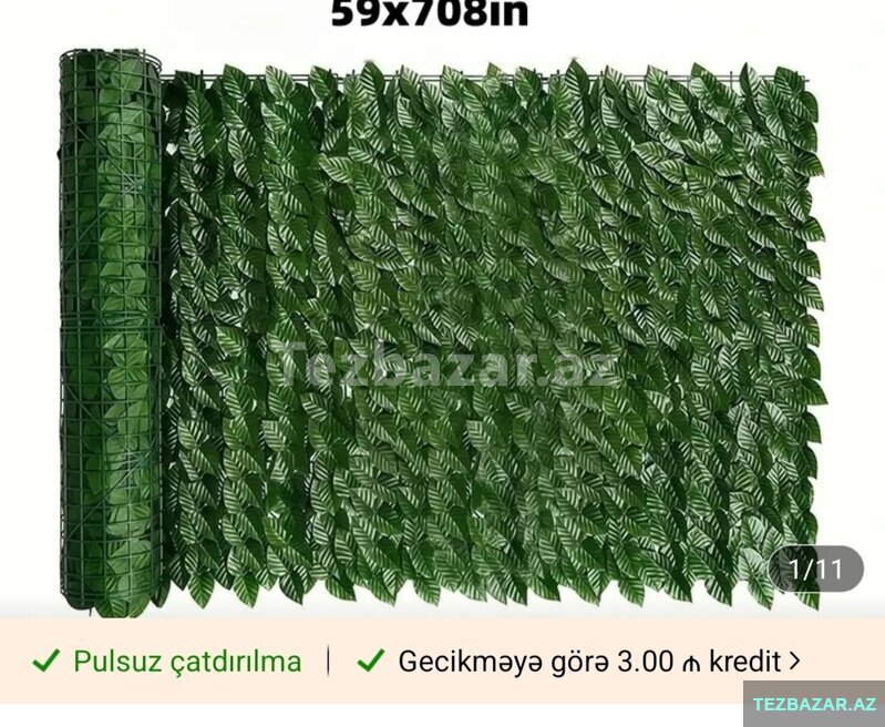 Yaşıl süni yarpaqlı dekor panellər Yaşıl süni yarpaqlı dekor panellər