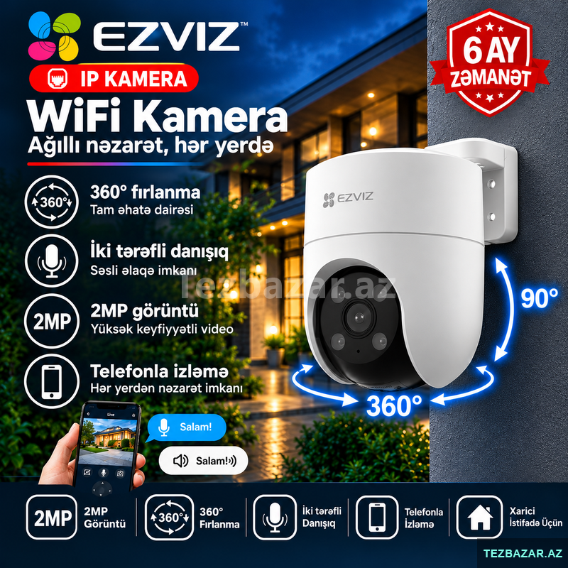 ezviz cs-h8c 2mp 4mm təhlükəsizlik kamerası ezviz cs-h8c 2mp 4mm təhlükəsizlik kamerası